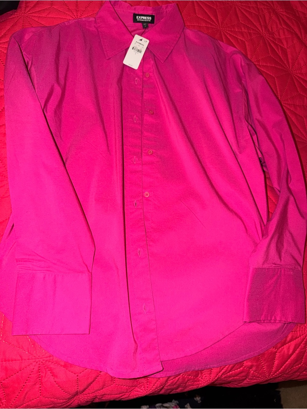 Express women’s Bright Pink Button-Up Dress Shirt